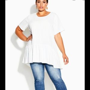 City Chic!!| Ivory blouse Breezy Frill Top blouse size M/18 peplum